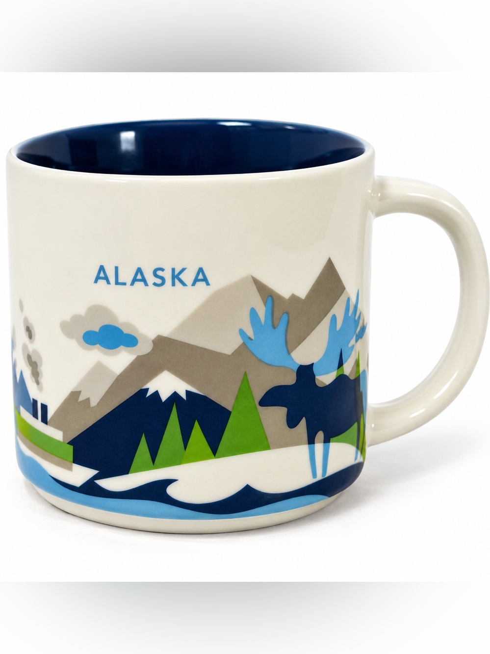 RARE Starbucks 2012 ALASKA You Are Here 14 Oz. Coffee Mug EUC Blue White Green